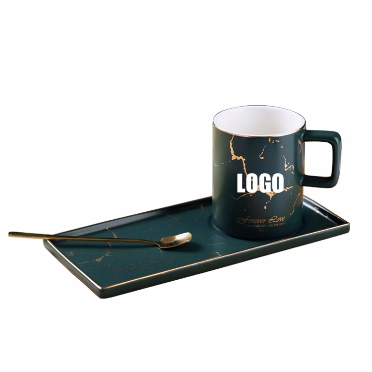 Custom 9 oz Ceramic Coffee Mug Saucer Set