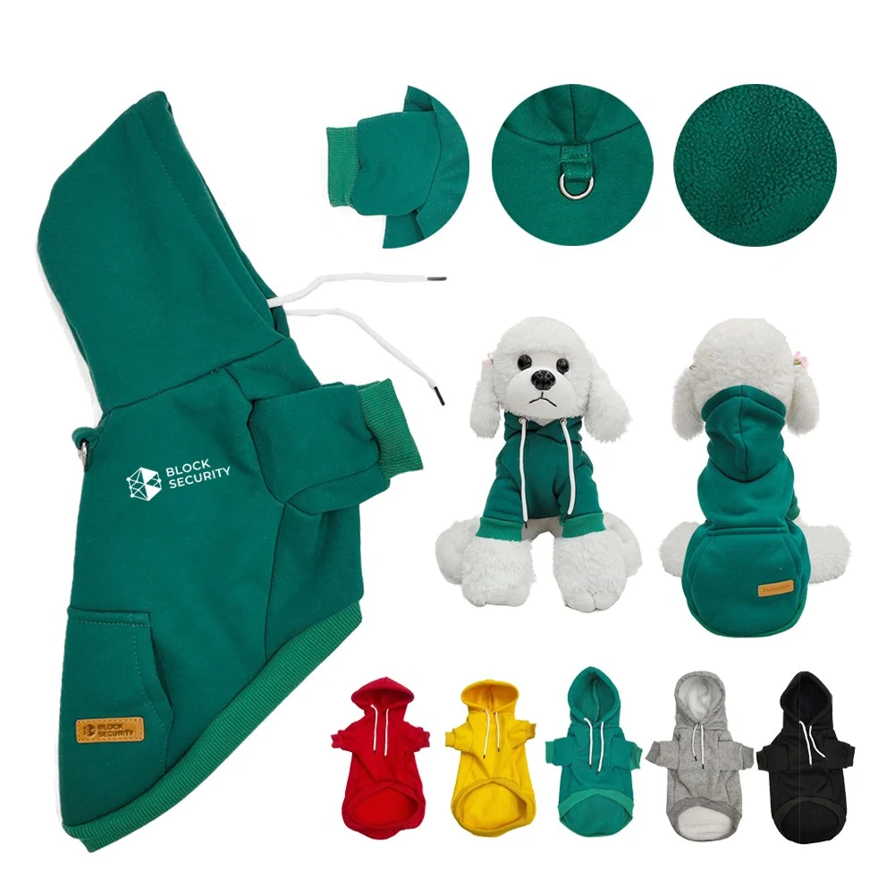 Fleece-Lined Pet Hoodie With Leash Ring 1