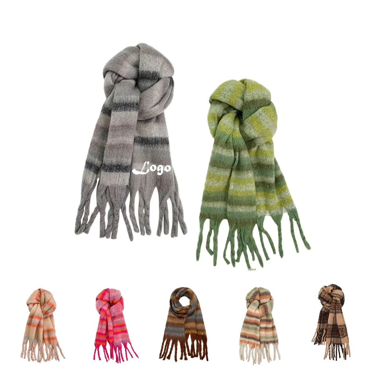 Warm Color-Block Knit Winter Scarf 1