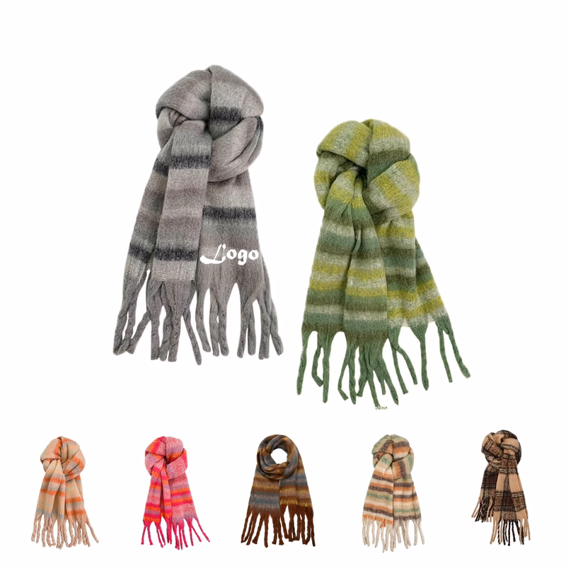 Warm Color-Block Knit Winter Scarf