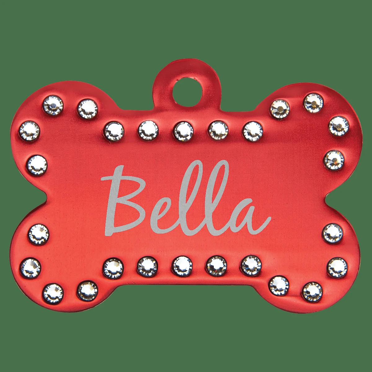 1 1/2" x 1" Red Anodized Aluminum Swarovski Bling Bone with Tab 1