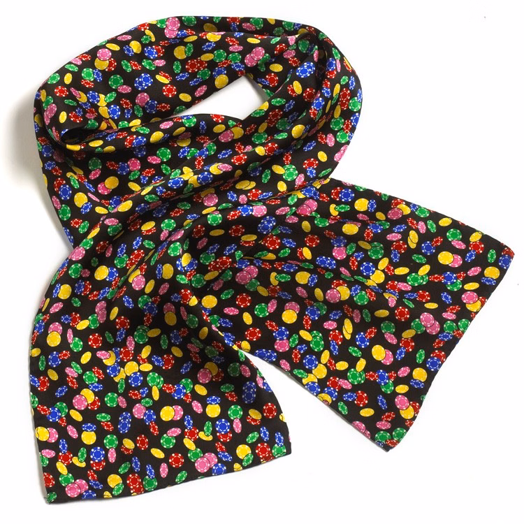 Jackpot Casino Chip Ladies Silk Scarf - 8"x45"