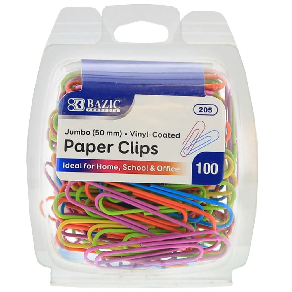 Paper Clips - 100 Count Jumbo Vinyl Coated 1