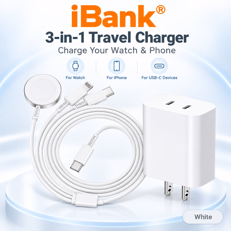 iBank® 3 in 1 USB C Compatible with Apple Watch Charger Magnetic Watch Fast Charging Cable Cord