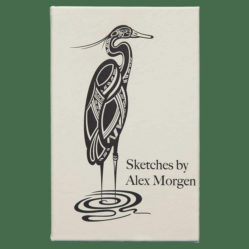 5 1/4" x 8 1/4" White Leatherette Sketch Book with Unlined Notepad