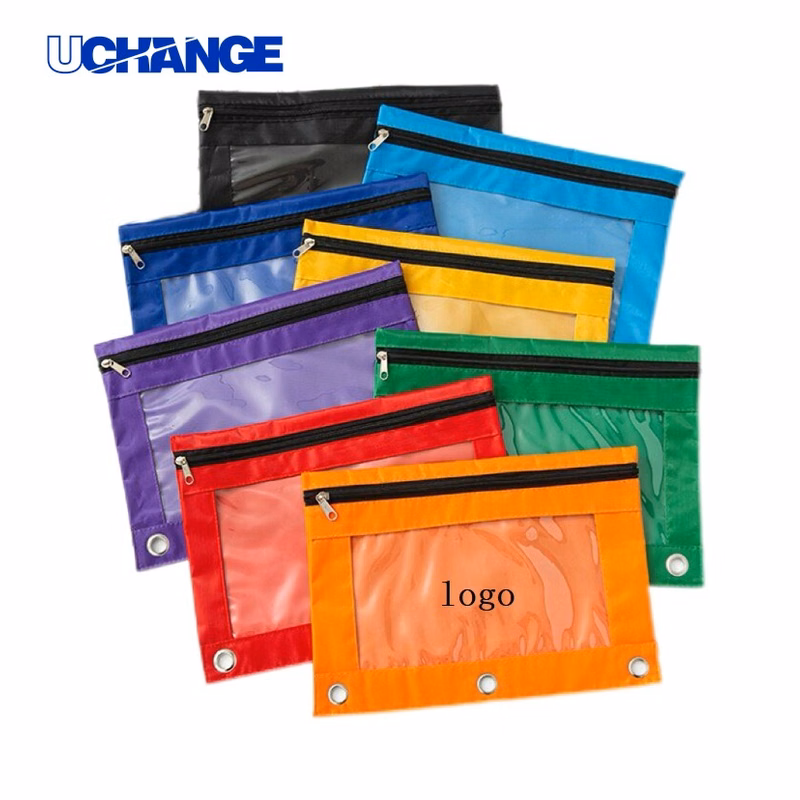 3 Ring Zippered Pencil Case Organizer for School