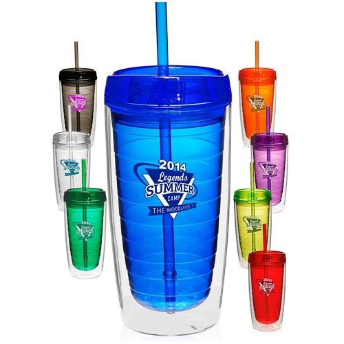 Econo 16 oz Double Wall Tumbler With Lid And Straw 1