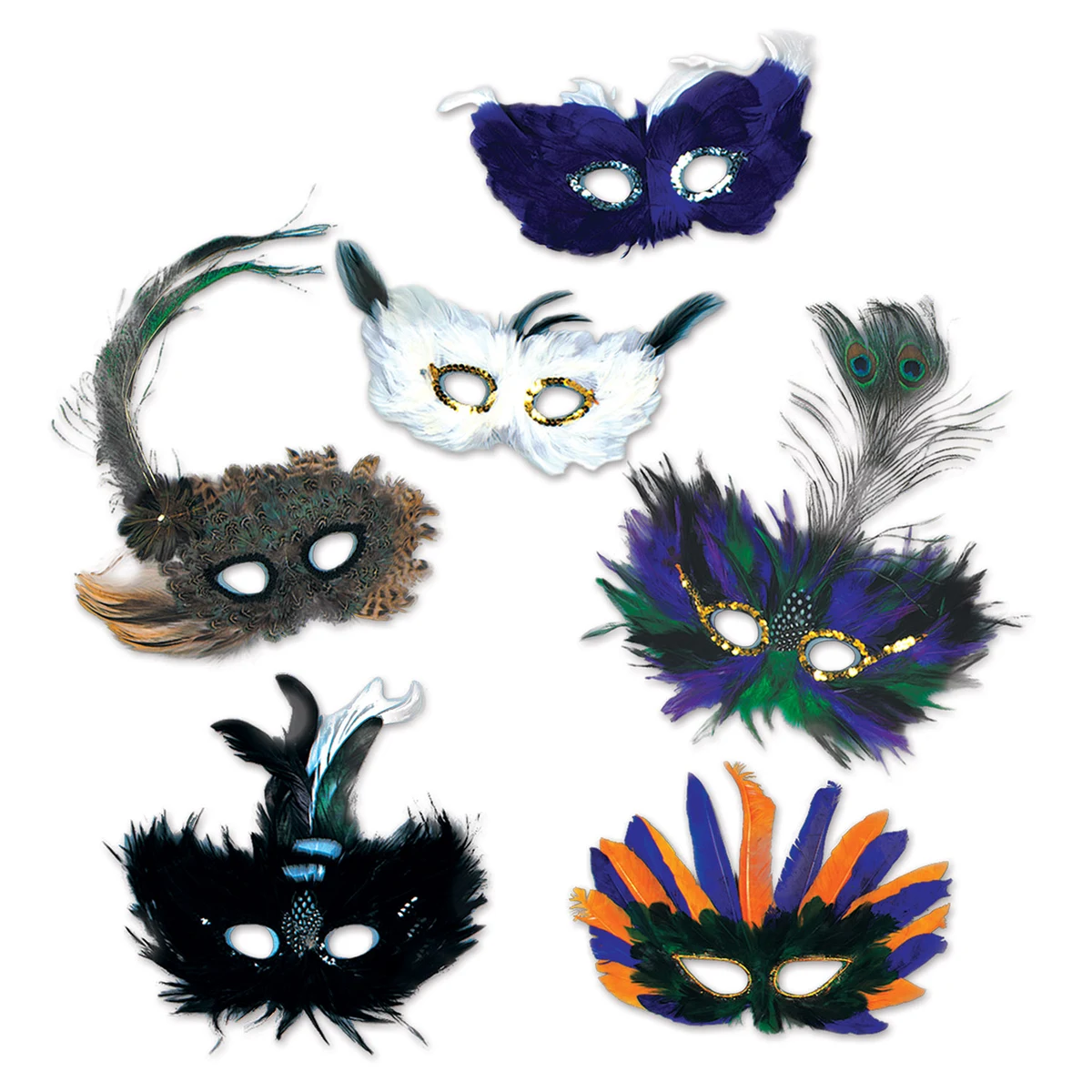 Majestic Fanci Feather Mask Assortment w/ Elastic 1
