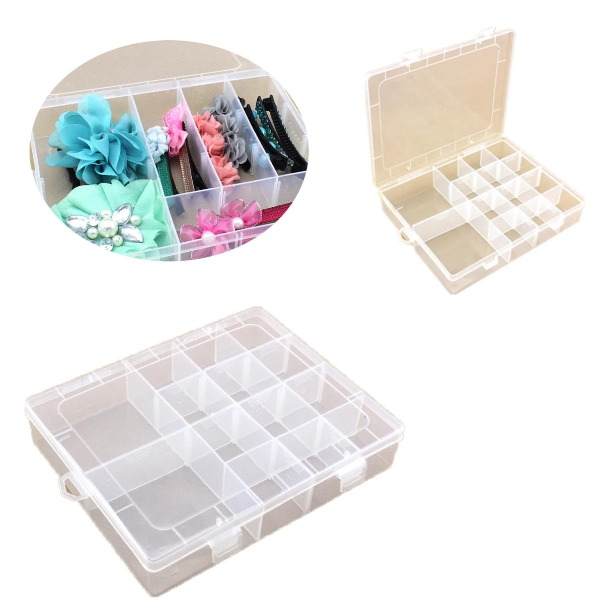 14-cells Detachable Transparent Plastic Storage Box 1