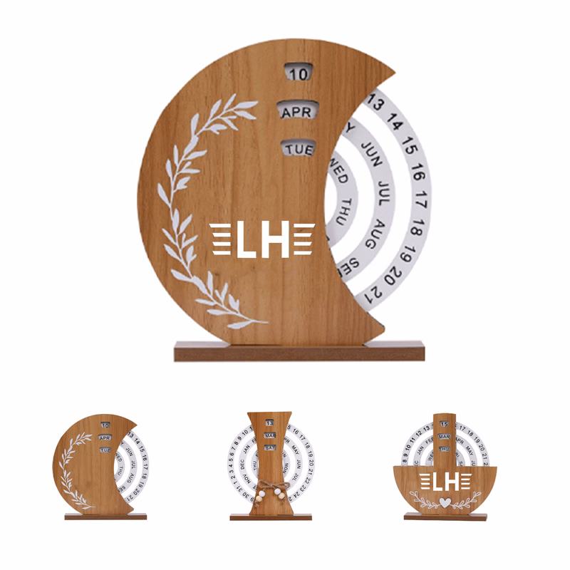 Wooden Creative Manual Rotating Calendar