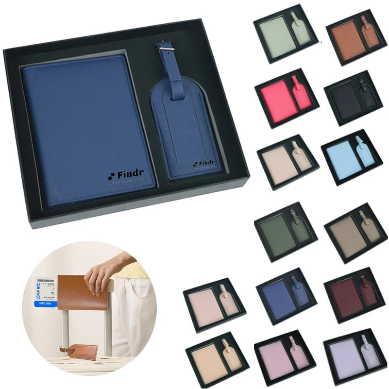 Pu Leather Passport Holder & Luggage Tag Set 1