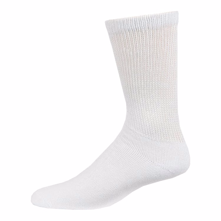 Men's Buruka Crew Diabetic Socks - White Size 9-11 3 Pack