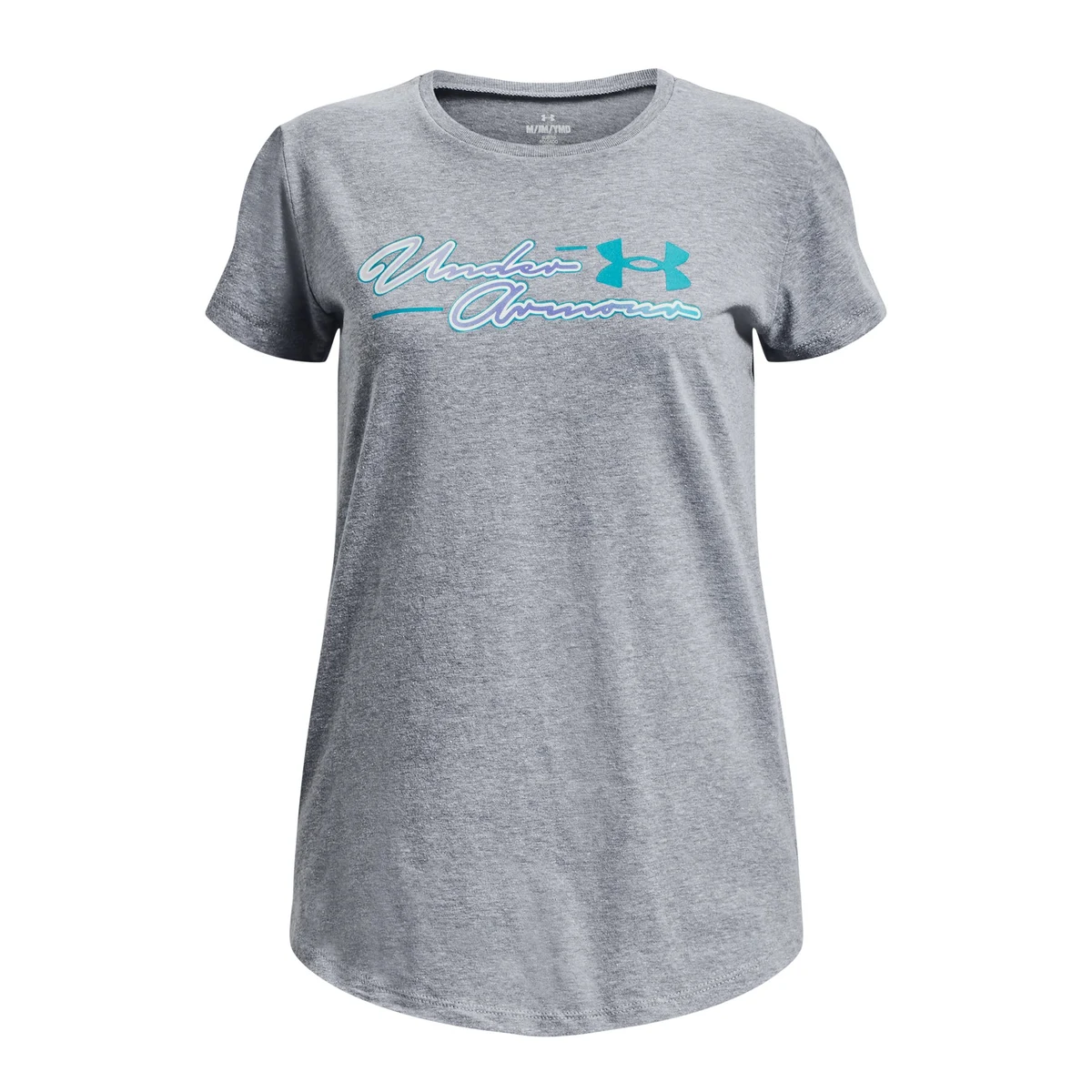 Girls' UA Gradient Script Short Sleeve, custom youth shirt with logo imprint 1