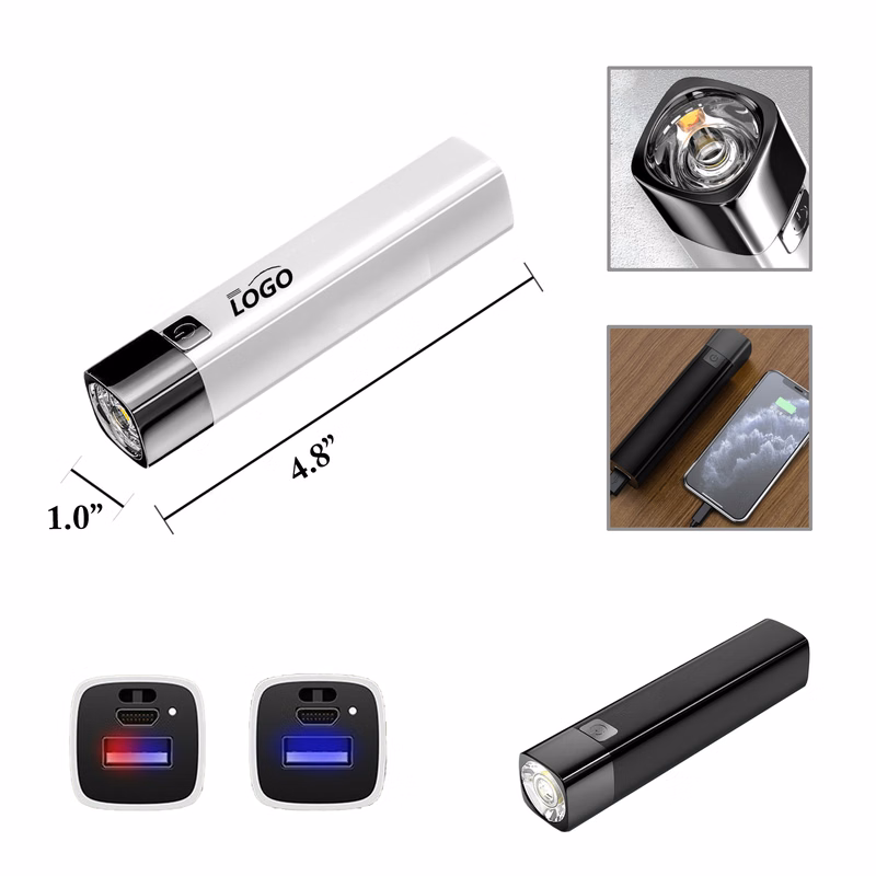MOQ100 Compact ABS Flashlight Power Bank