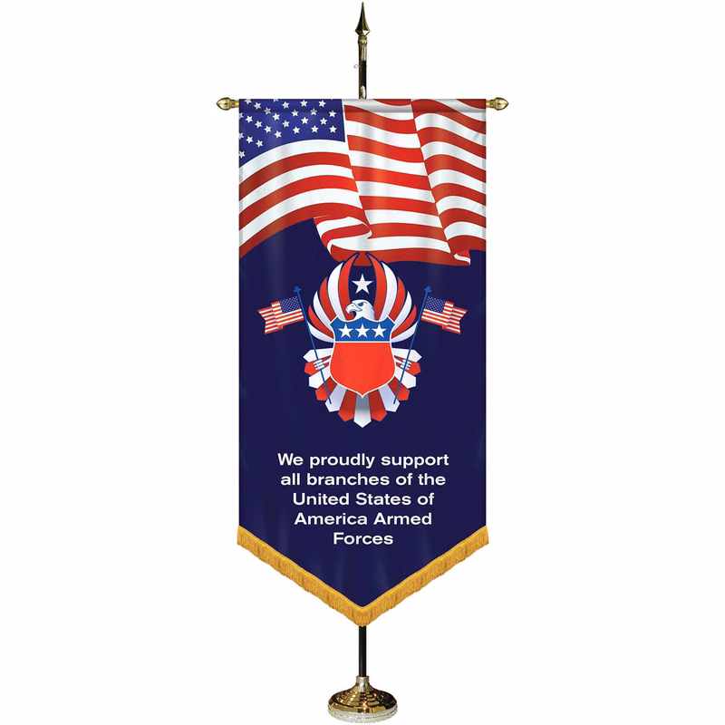 36" x 72" Premium Gonfalon 8' Kit / V-Cut / Fringe