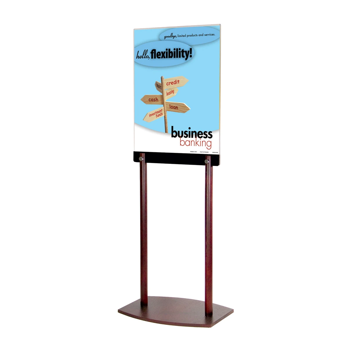 Clear Acrylic and Oak Floor Poster Stand for 22 x 28 poster 1