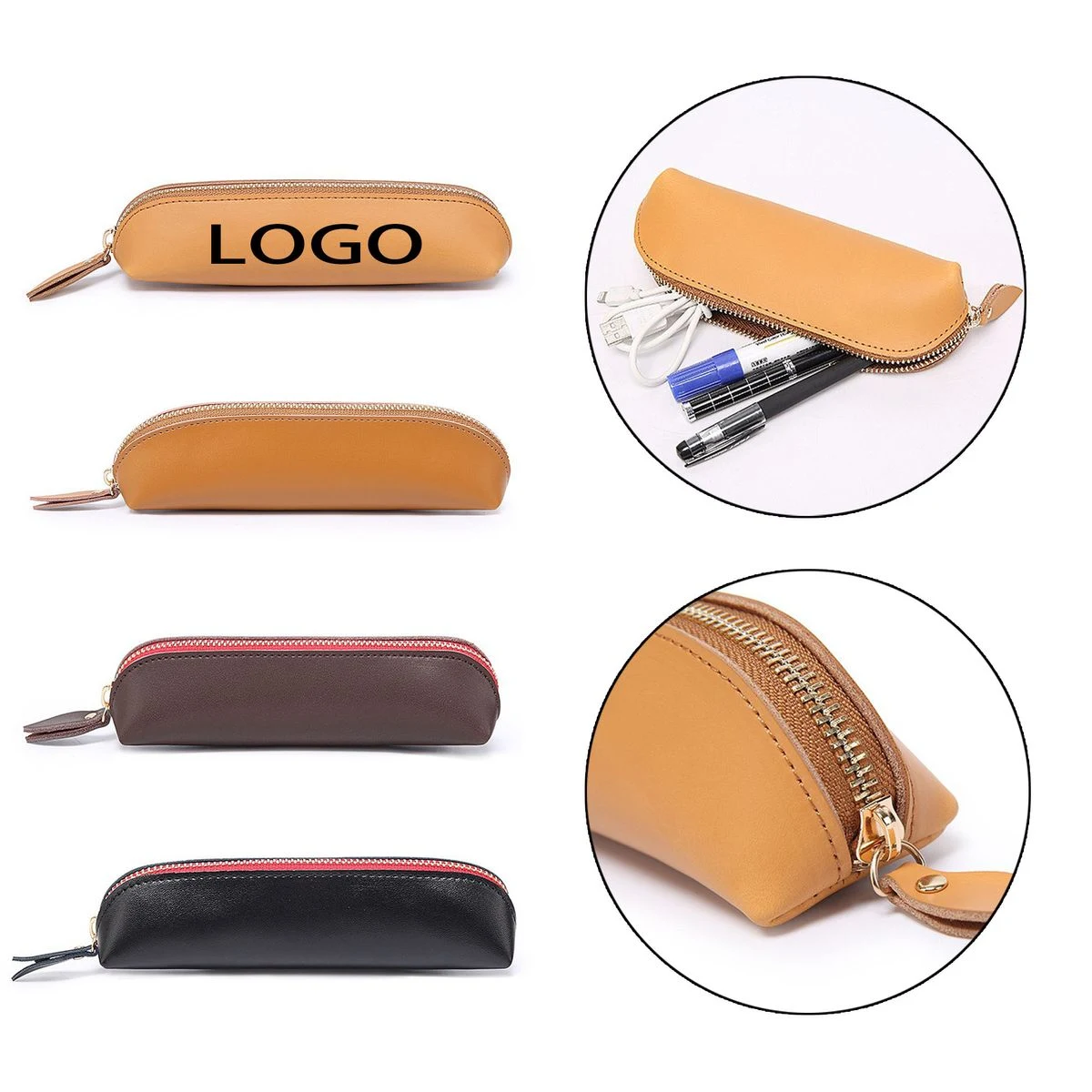 Leather Zipper Stationery Storage Bag 1