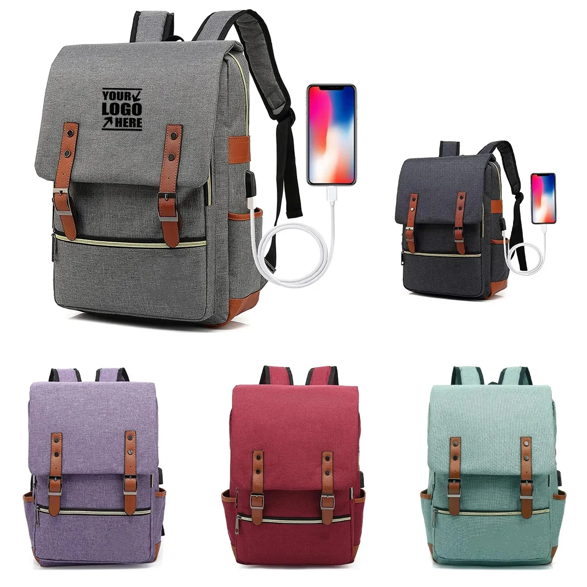 Customized 15.6inch Laptop Backpack with USB Charging Port 1