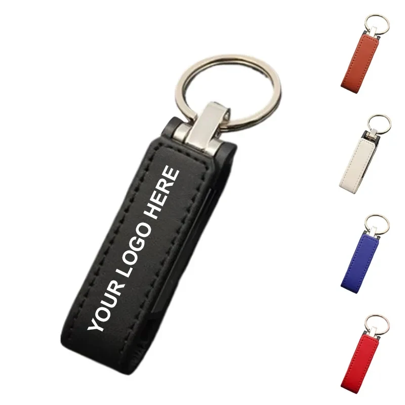 128G Pu Leather Flash Drive Keychain 1