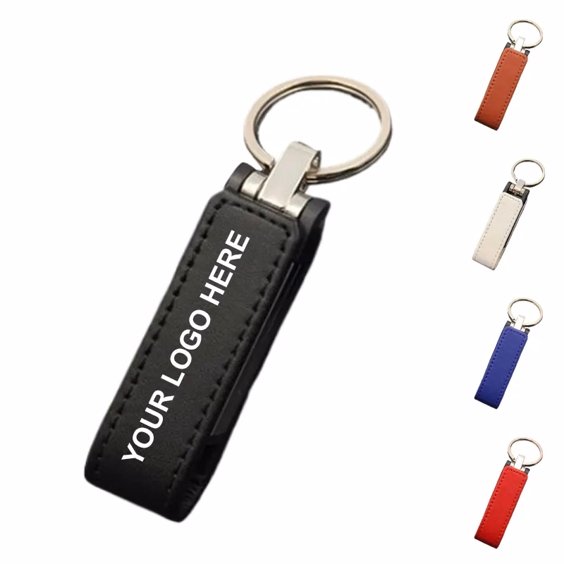 128G Pu Leather Flash Drive Keychain