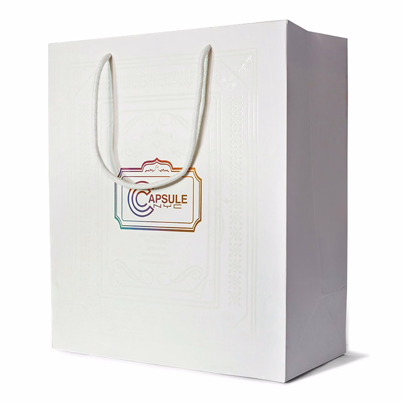 210g C1S paper bag with foil imprint on all sides (6.25*8*2.5")