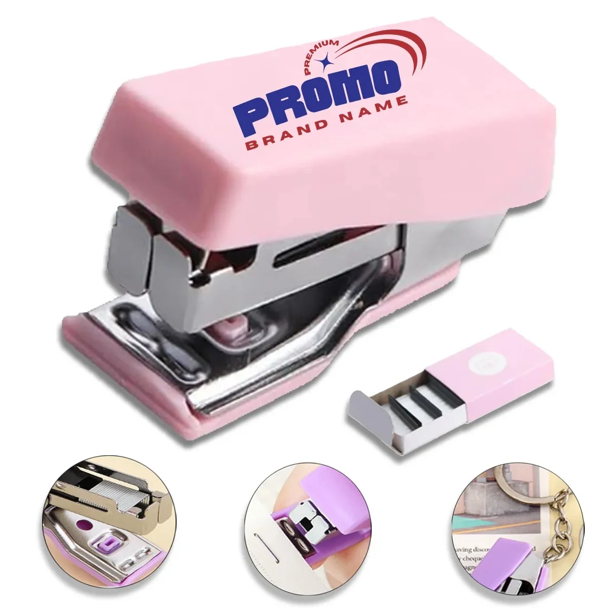 5 Sets Handheld Mini Cute Colorful Desk Keychain Stapler 1