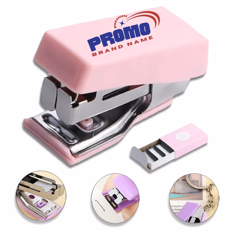 5 Sets Handheld Mini Cute Colorful Desk Keychain Stapler
