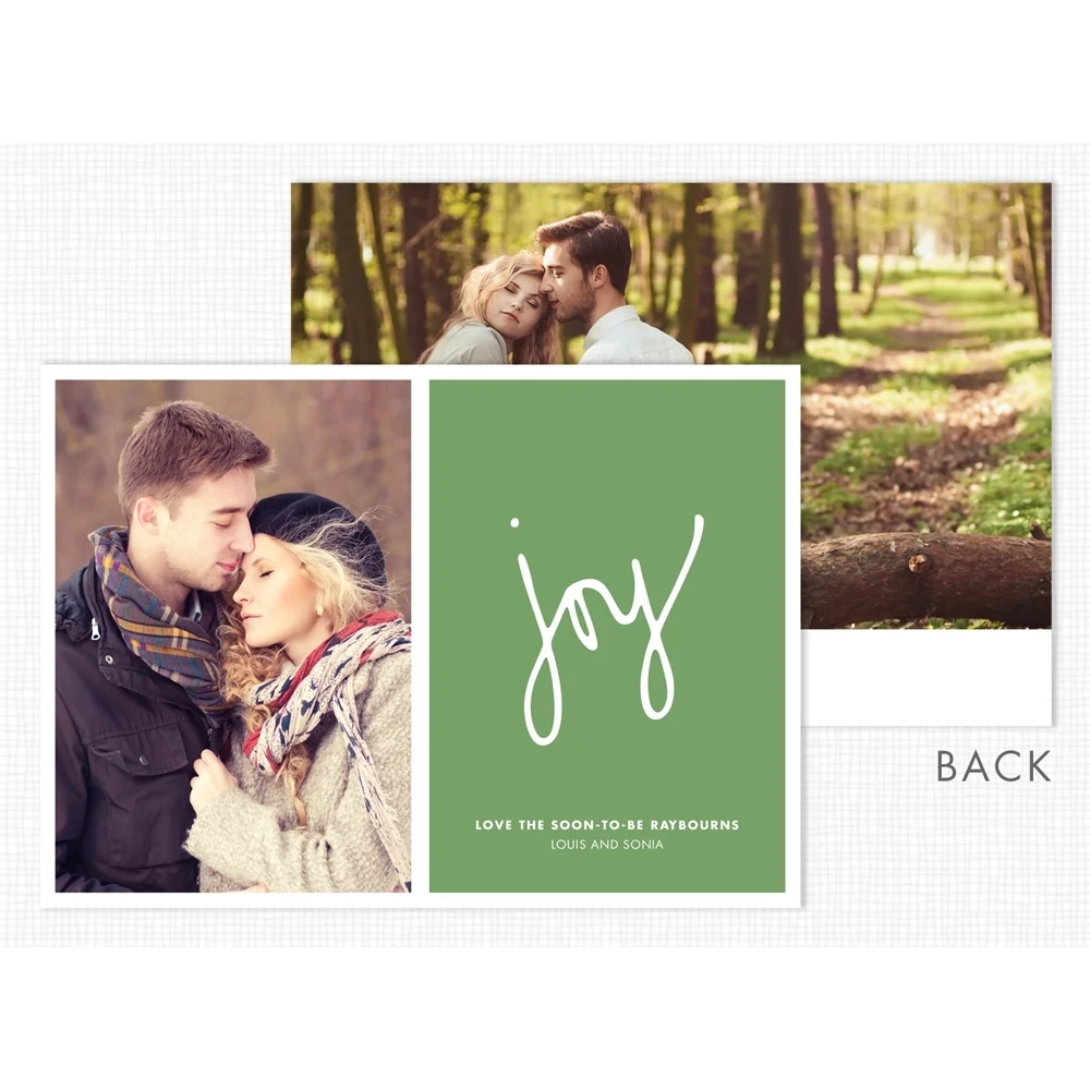 Joy on Green Shimmery Flat Photo Holiday Card 1