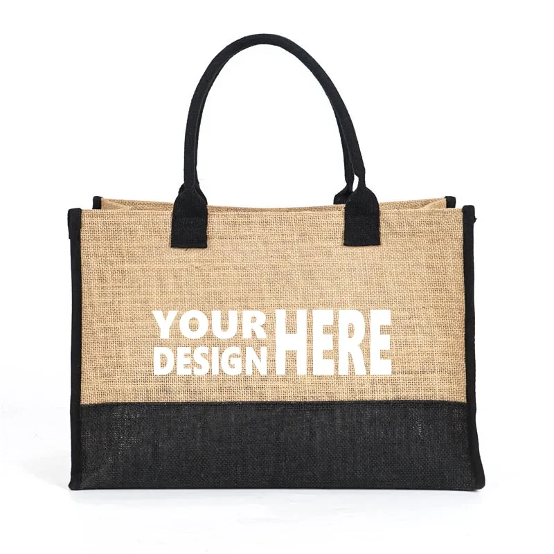 Jute Canvas Tote Bag, custom tote bag with logo imprint 1