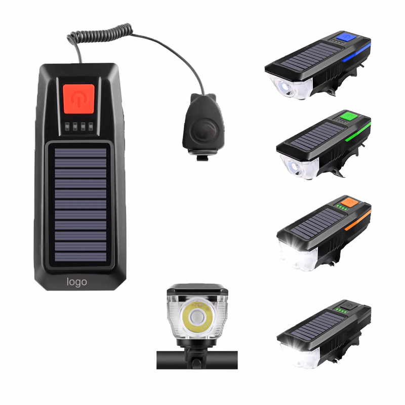 Solar Rechargeable Bicycle Headlight With Horn