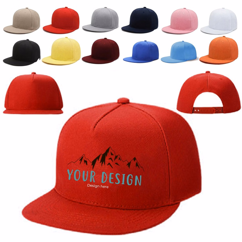 5 Panels Flat Bill Cap Brim Hat