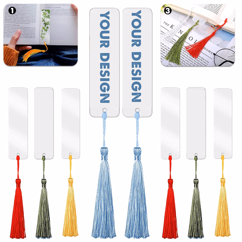 Transparent Acrylic Bookmark With Tassel