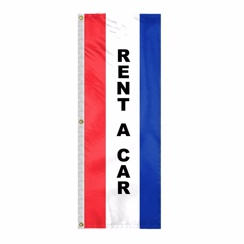 8' x 28" (3) Sewn Stripes Vertical Message Flag