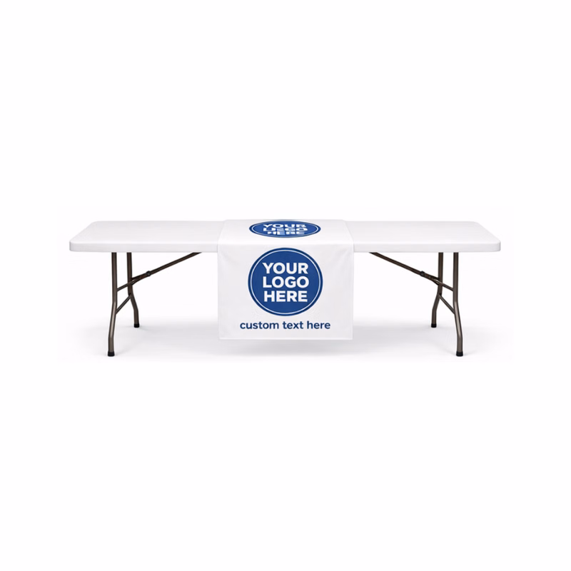 24" x 84" White Table Runner w/ Front Logo