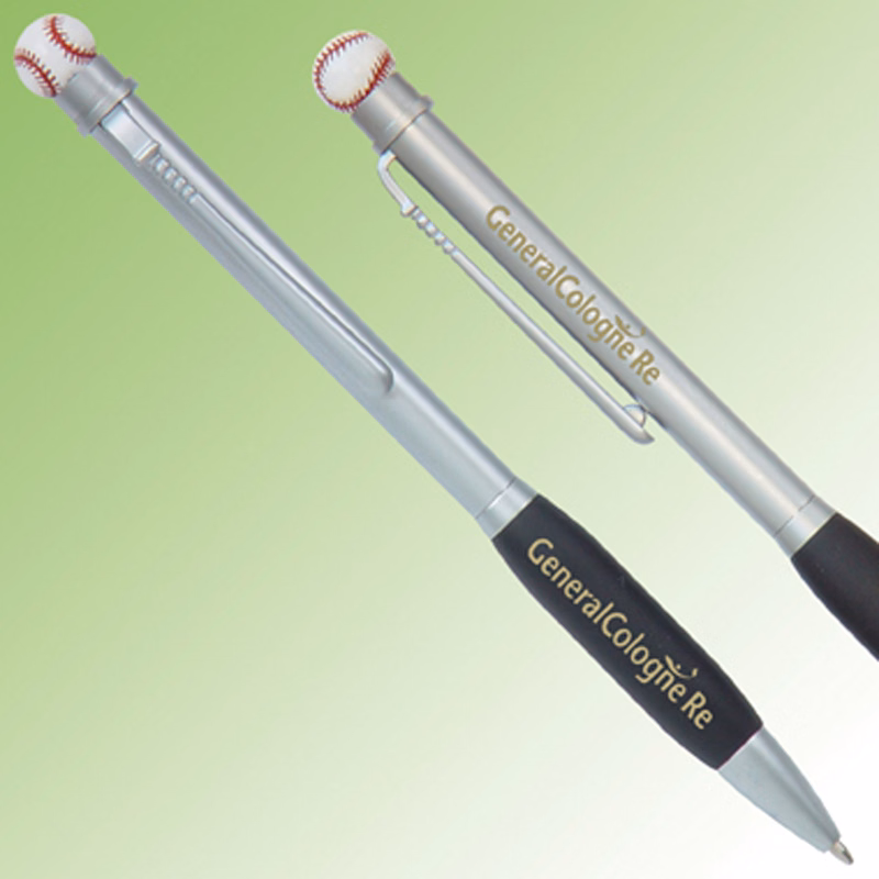 Baseball Pen w / Rubberized Brass Grip.