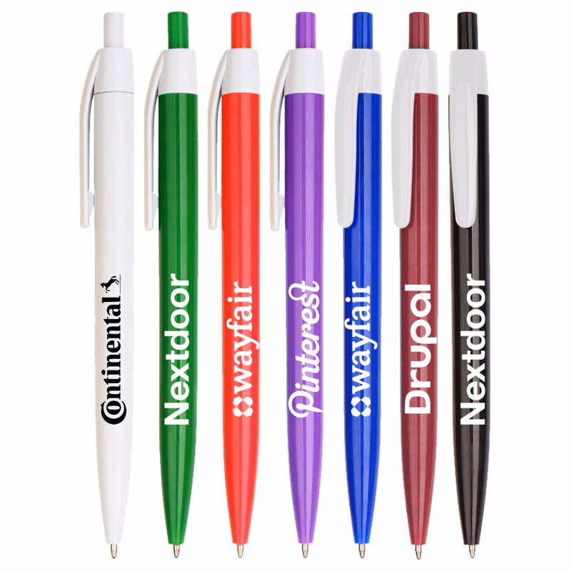 Lincoln Colored Barrels w/ White Trim Click Pen