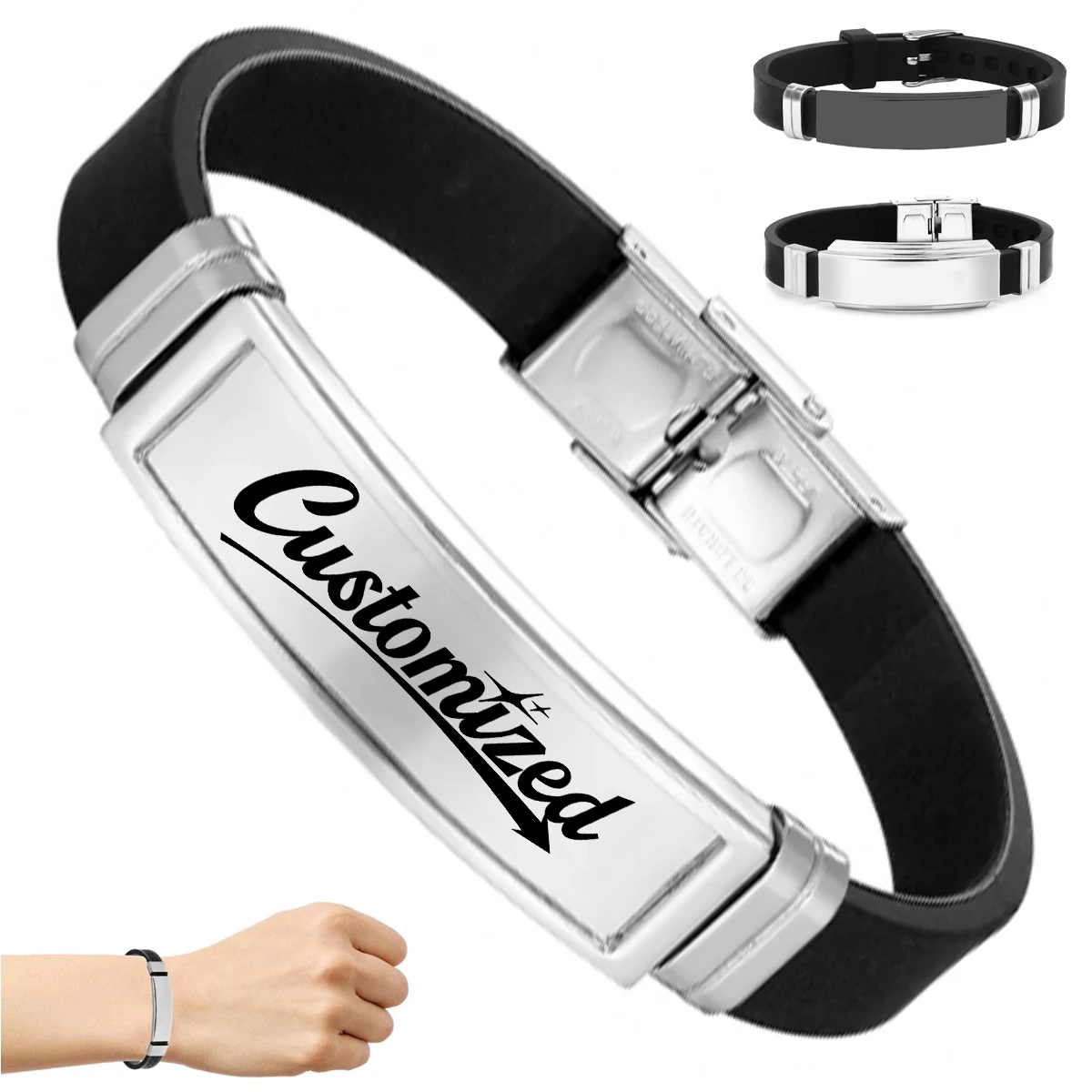 Stainless Steel Silicone Bracelet Custom Wristband 1