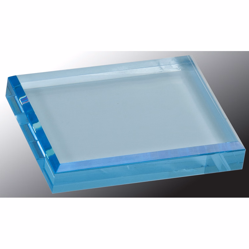 4 1/2" x 3 1/2" Blue Acrylic Paperweight Award