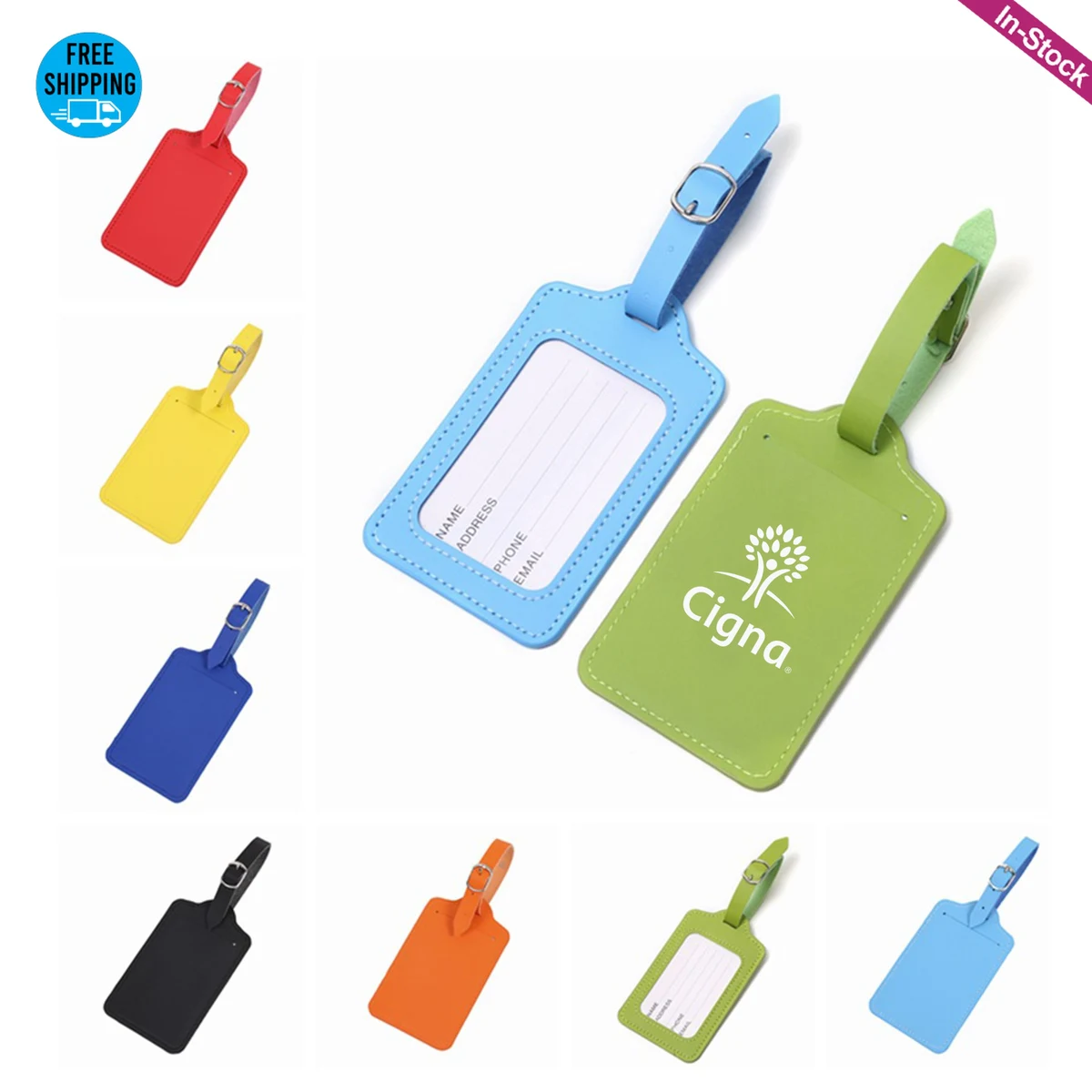 PU Leather Vacation Travel Luggage Tag 1