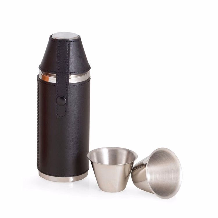 10 Oz. Stainless Steel Flask with Leather Case