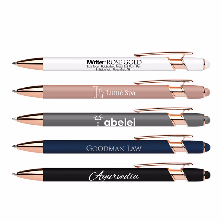 iWriter Rose Gold - Rubberized Metal Stylus Pen With Rose Gold Accents