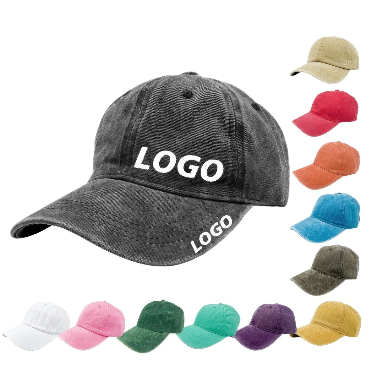 Custom Adjustable Washed Cotton Baseball Cap Unisex Hat 1