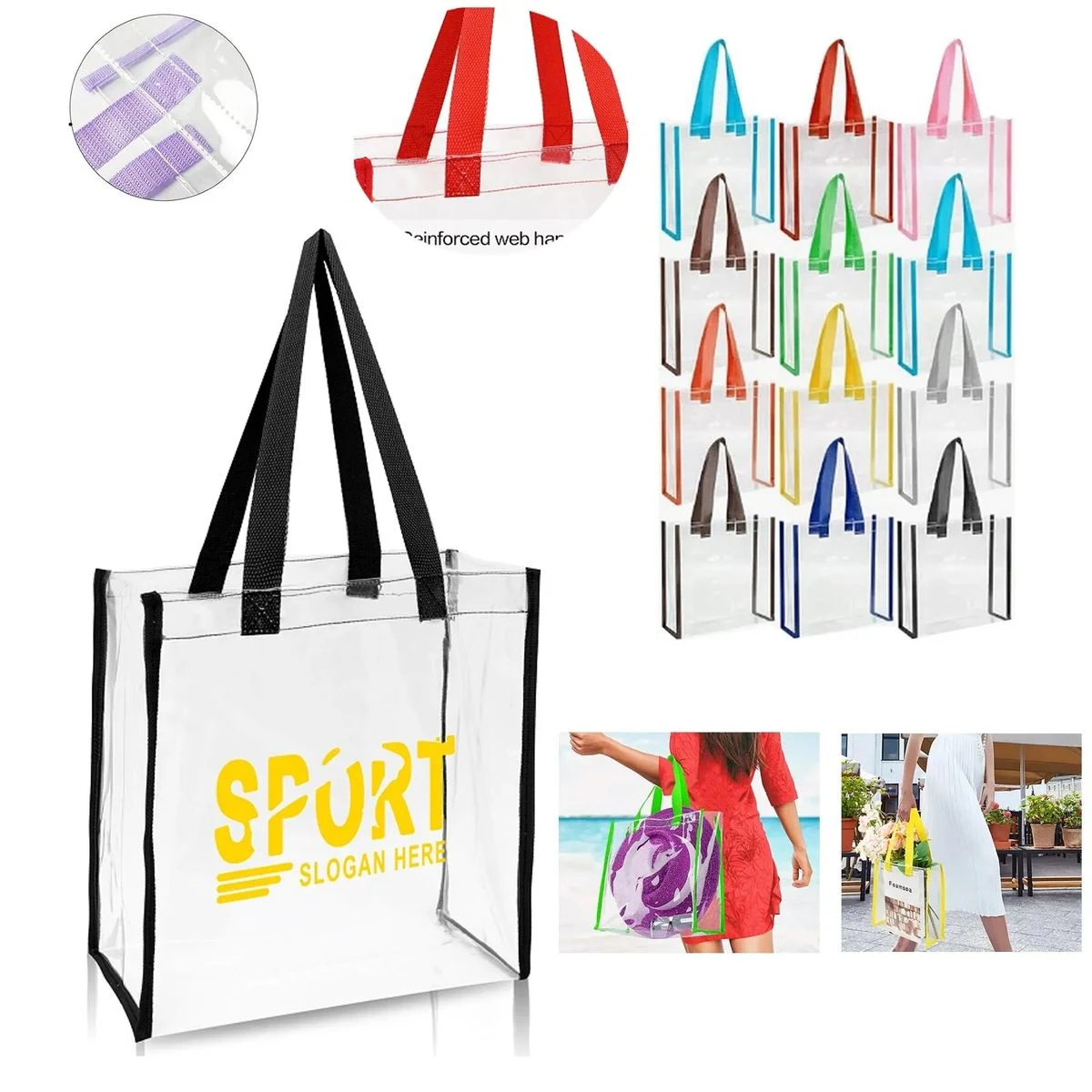 Clear PVC Tote Bag Stadium Approved (12" x 12" x 6") 1