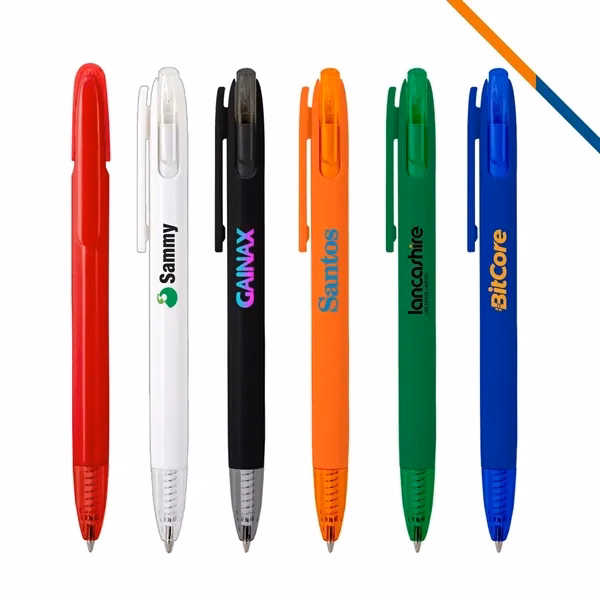 Custom 5.62 Recycled Ballpoint Pen Transparent Accents — Full-Color Trade Show Giveaway