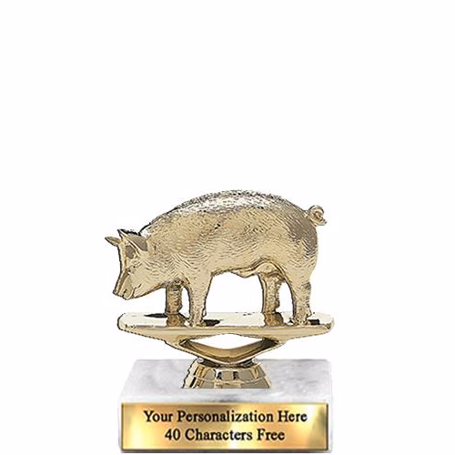 Trophy: 7", 2x3 white marble base, Hog Gold Unique