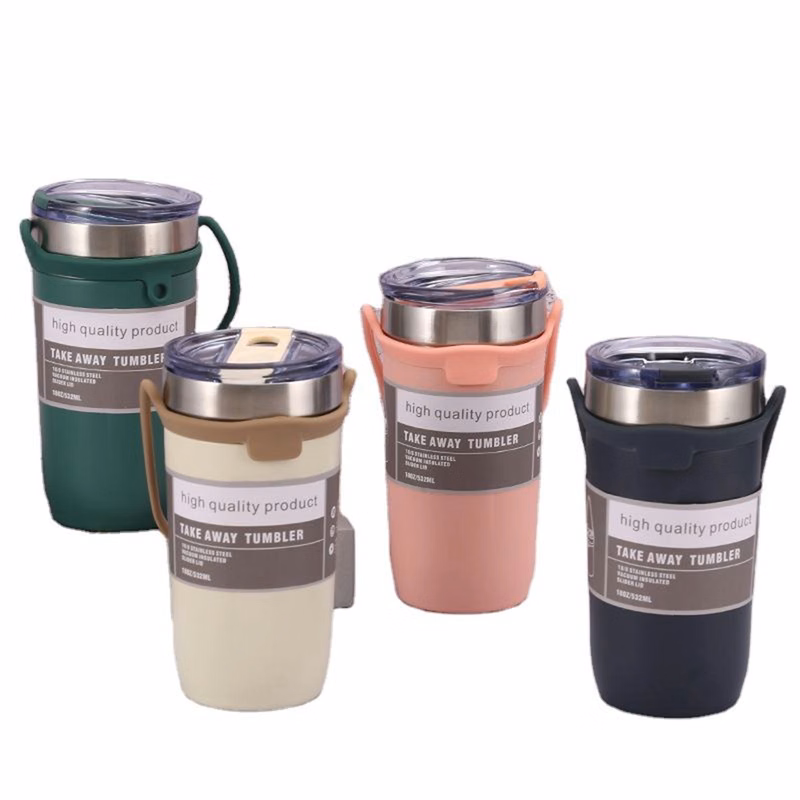 19 Oz. Vacuum Insulated Coffee Tumbler with Silicone Strap