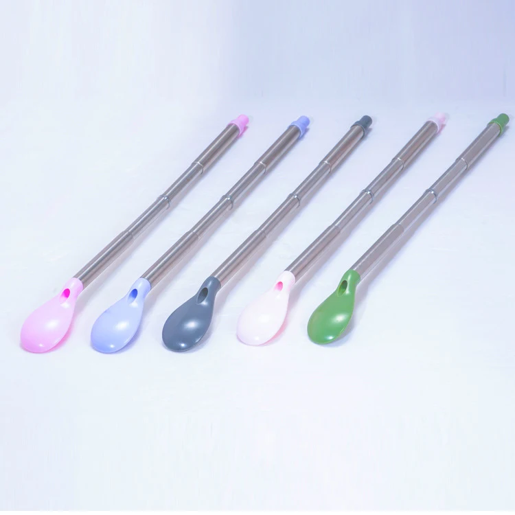 2-in-1 Reusable Stainless Collapsible Straw Spoon w/Case 1