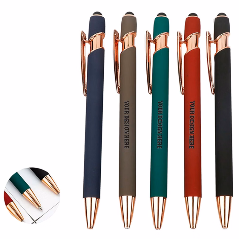 Customizable Premium Metal Stylus Ballpoint Pen with Rose Gold Accents