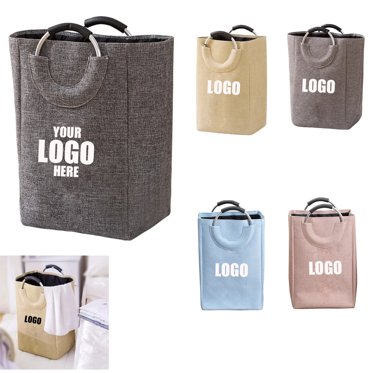 Foldable Canvas Laundry Bag with handles 1