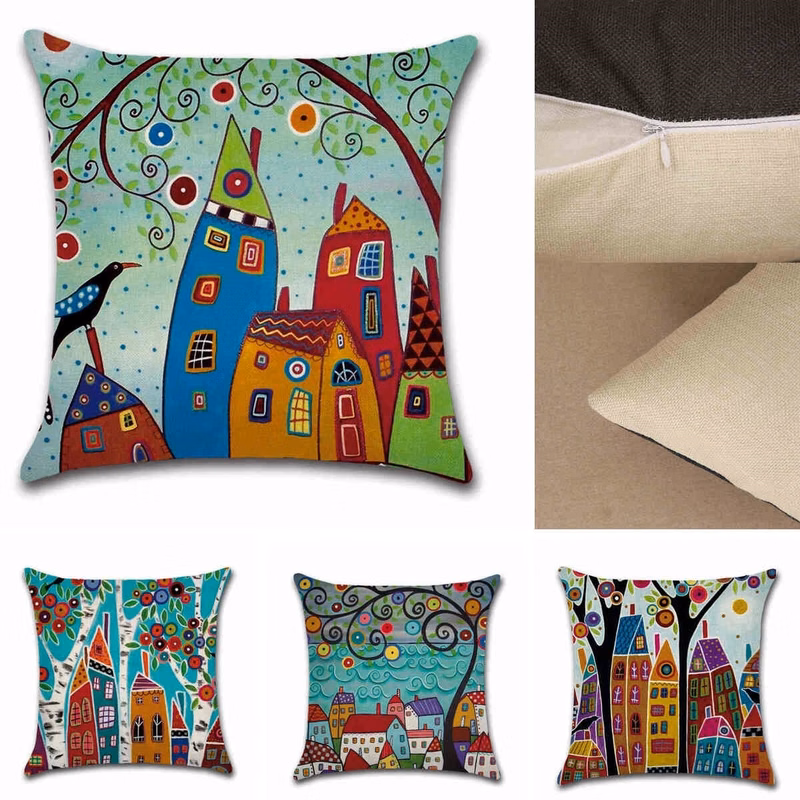 Cushion Home Living Room Bed Sofa Car Cotton Linen Square